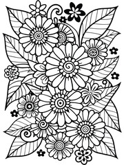 Realistic flower coloring for adults and kids 

