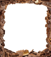 Frame made of chocolate chips isolated