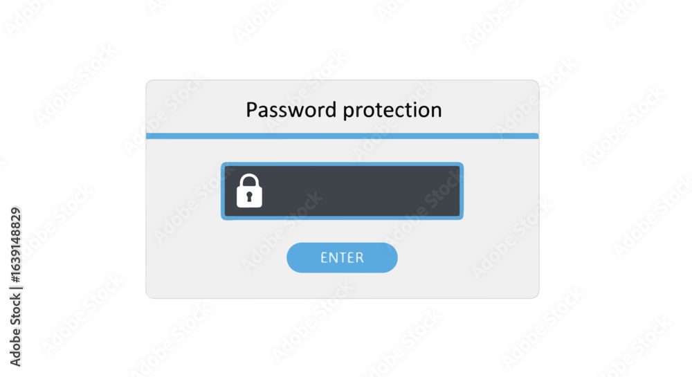 Poster password protection prompt displays lock icon and enter button for security. password protection int
