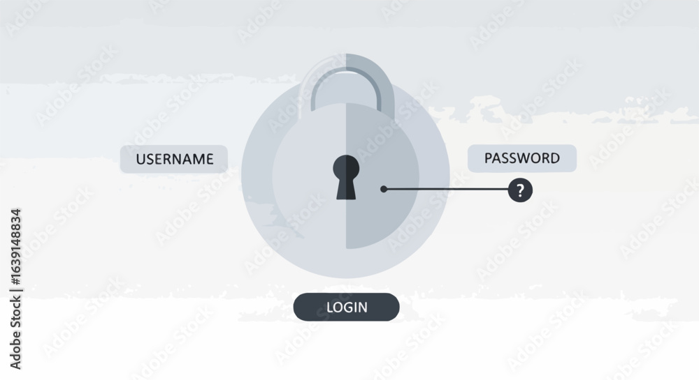Poster password protection screen with login, username, and question mark for assistance is clear and simpl