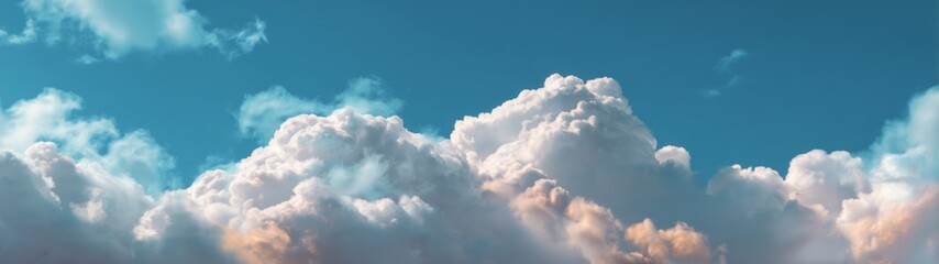 Obraz premium Stunning hdr panorama of fluffy clouds open sky nature scene daylight aerial view tranquil beauty