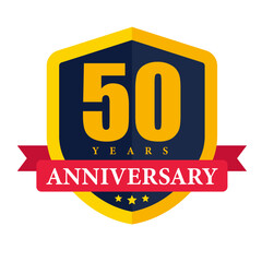 50 years anniversary badge flat vector illustration logo icon