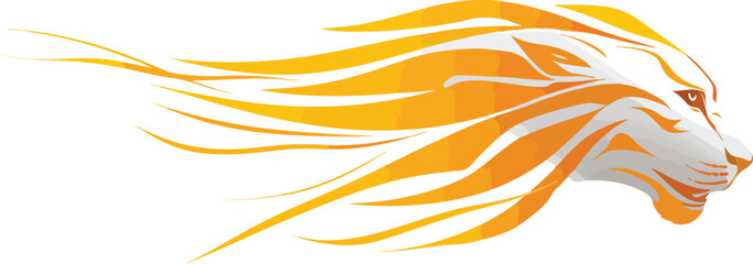 Abstract orange lion head profile illustration
