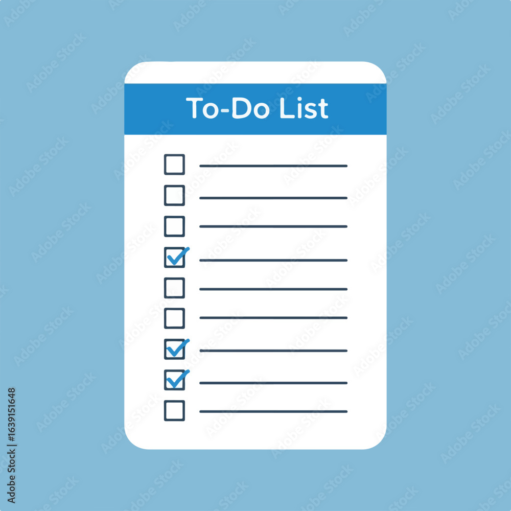 Poster to-do list showing checked boxes indicates clear task management and prioritization, demonstrating o