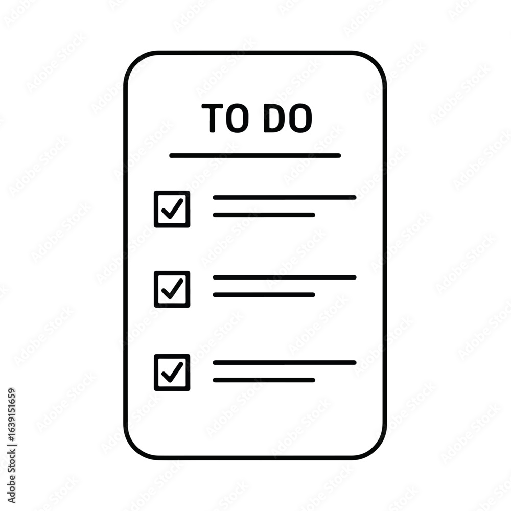 Poster to-do list with check boxes in minimal design, showing completed assignment on checklist, representi
