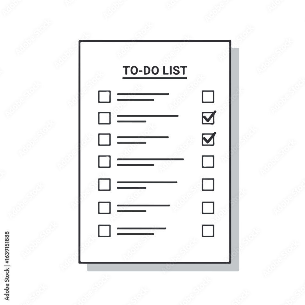 Poster checkboxes on a to-do list with blank and completed tasks, a to-do list reminding of deadlines. simp