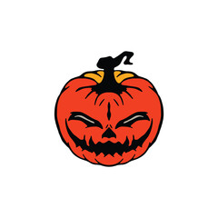 Scary Pumpkin Face Vector. Spooky Halloween Jack O’Lantern Illustration