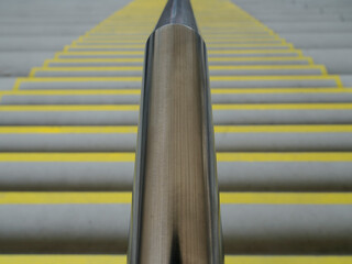 Handrail of an external staircase looking down