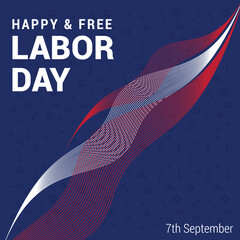 Wavy shapes on blue background for labor day | Free Vector