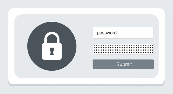 Password protection with a padlock icon and submit button on a website interface. Password protection is essential for safeguarding online accounts and personal data from cyber threats.