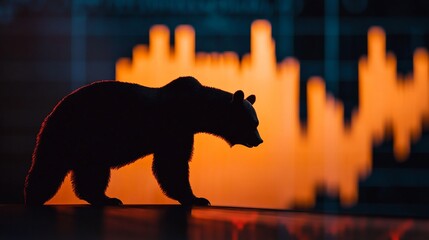 Bear market concept: A bear silhouette against a financial chart backdrop