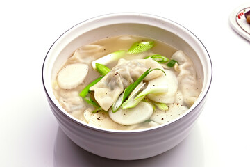 Delicious Wonton Soup Garnished with Fresh Scallions | Classic Chinese Dumpling Soup in 4K Ultra HD | Comforting Asian Broth with Wontons