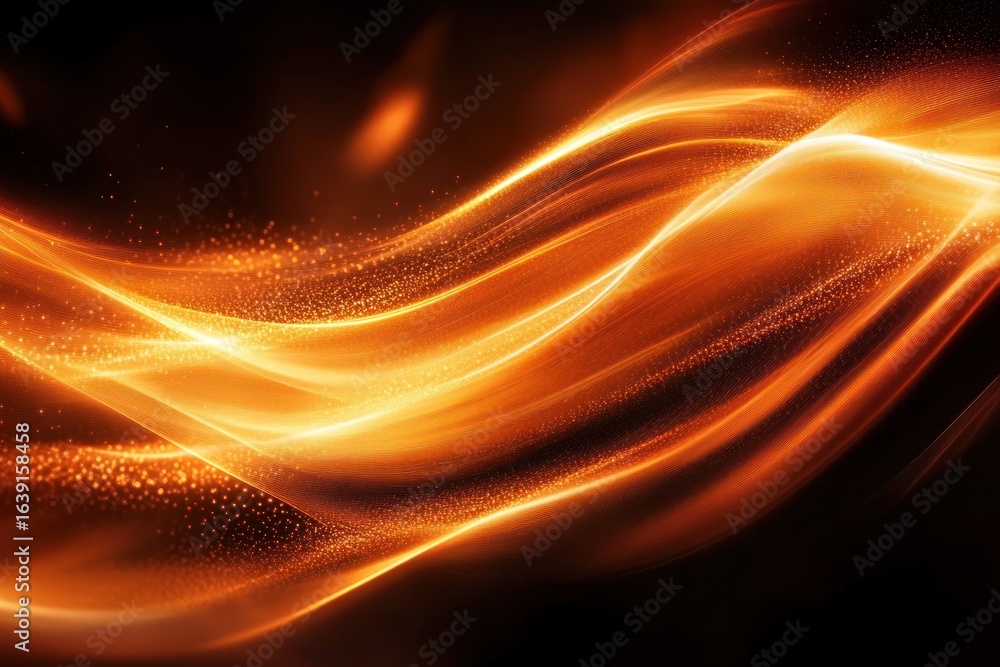 Aufkleber glowing flowing orange and yellow light waves creating dynamic and warm abstract motion against dark