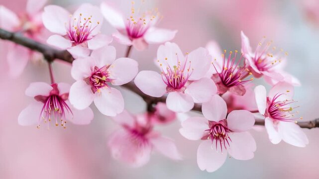 Cherry blossoms illuminate the landscape, filling the air with sweet fragrance as vibrant pink flowers burst forth, heralding the arrival of spring in a breathtaking display of natures beauty.