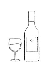手描き風ワインボトルとグラスアイコン