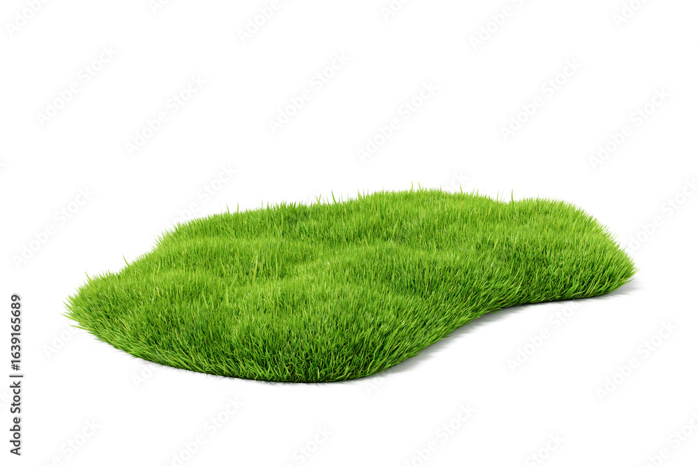 Poster isolated patch of lush green grass on white background representing nature and landscaping concept i