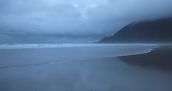 Waves Rolling up on Manzanita Beach Oregon