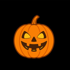 Cartoon Halloween Pumpkin with Glowing Face