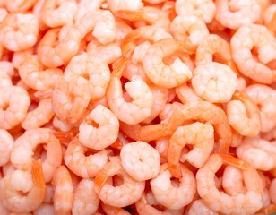 Close-up of many small pink shrimp