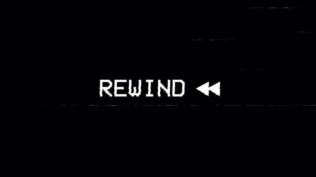 animation VHS rewind with distortion effect.4k video