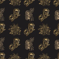 seamless pattern with golden flowers