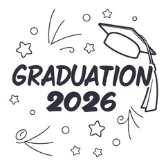 Graduation 2026 with cap and stars design