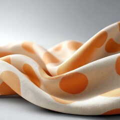 Soft Apricot and Off-White Polka Dot Fabric Drape