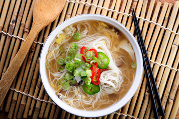 Delicious Korean Noodle Soup with Soft-Boiled Egg and Vegetables | Traditional Korean Cuisine in 4K Ultra HD | Hot Asian Comfort Food Bowl