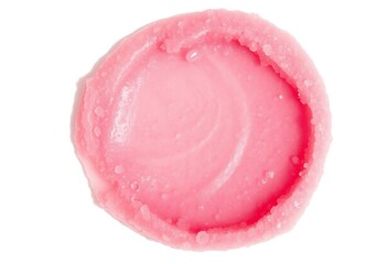 Textured sugar scrub smear, isolated on white  Cosmetic beauty product sample; top view with shadow,  cosmetic,   cosmetic product