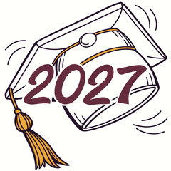 Graduation cap with 2027 year and tassel