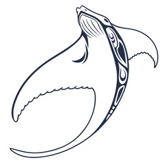 Stylized humpback whale with tribal patterns in outline © Forida