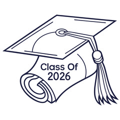 Graduation cap and scroll with class of 2026 text