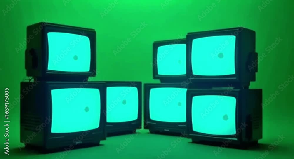 Poster retro tv set display with green screen background for digital compositing