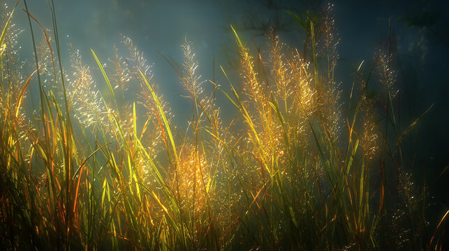 Morning light on wild savannah grasses