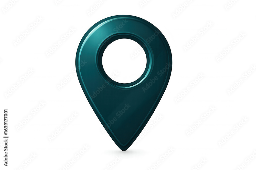 Poster teal map pointer with transparent background indicating location, ideal for travel, navigation, and 