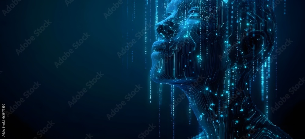 Poster digital human with circuit patterns