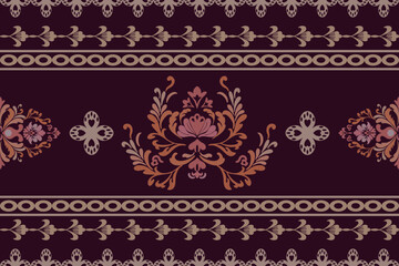 Vintage floral background with ornate gold decorative border pattern