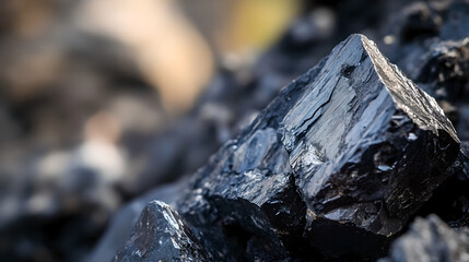 Obraz premium Raw cobalt mineral crystals on the black shale exhibit metallic reflections, showcasing strategic mineral resources and industrial clean energy materials.