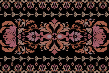 Seamless floral border pattern with vintage ornamental design