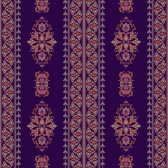 Traditional fabric pattern with floral and ornate decorative design