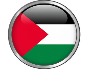 Palestinian Flag Circular Badge Icon, isolated on a transparent background.