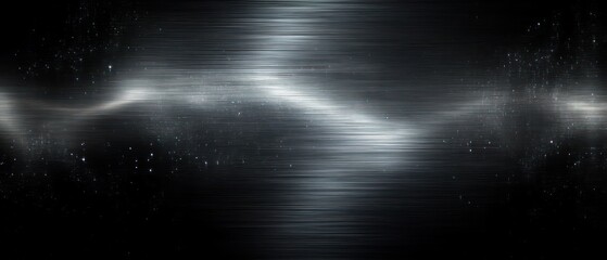 Abstract dark space background with horizontal light streaks and scattered glowing particles creating a futuristic and serene atmosphere