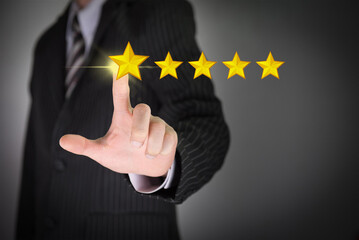 Online customer satisfaction survey feedback and ratings for business success, User give rating to...