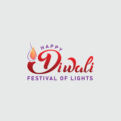 Happy Diwali greetings text with Diwali lamp design