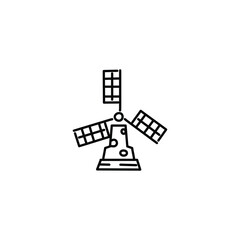 Windmill Front View Line Art Icon – Hand-Drawn Agriculture Equipment Vector
