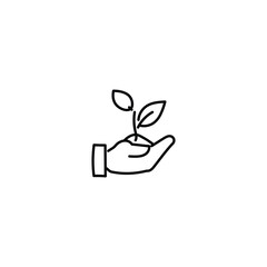 Hand Holding Plant Line Art Icon – Minimal Hand-Drawn Growth Concept Vector