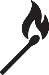 Silhouette of matchstick with flame symbolizing ignition, fire, spark, heat, and starting energy.