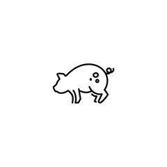 Pig Line Art Icon – Hand-Drawn Farm Animal Outline Vector