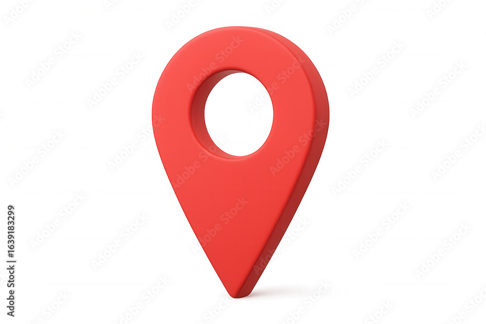 Poster 3d rendering of a red location pin symbolizing global positioning, with transparent background for e