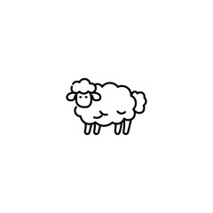 Sheep Line Art Icon – Minimal Hand-Drawn Farm Animal Vector